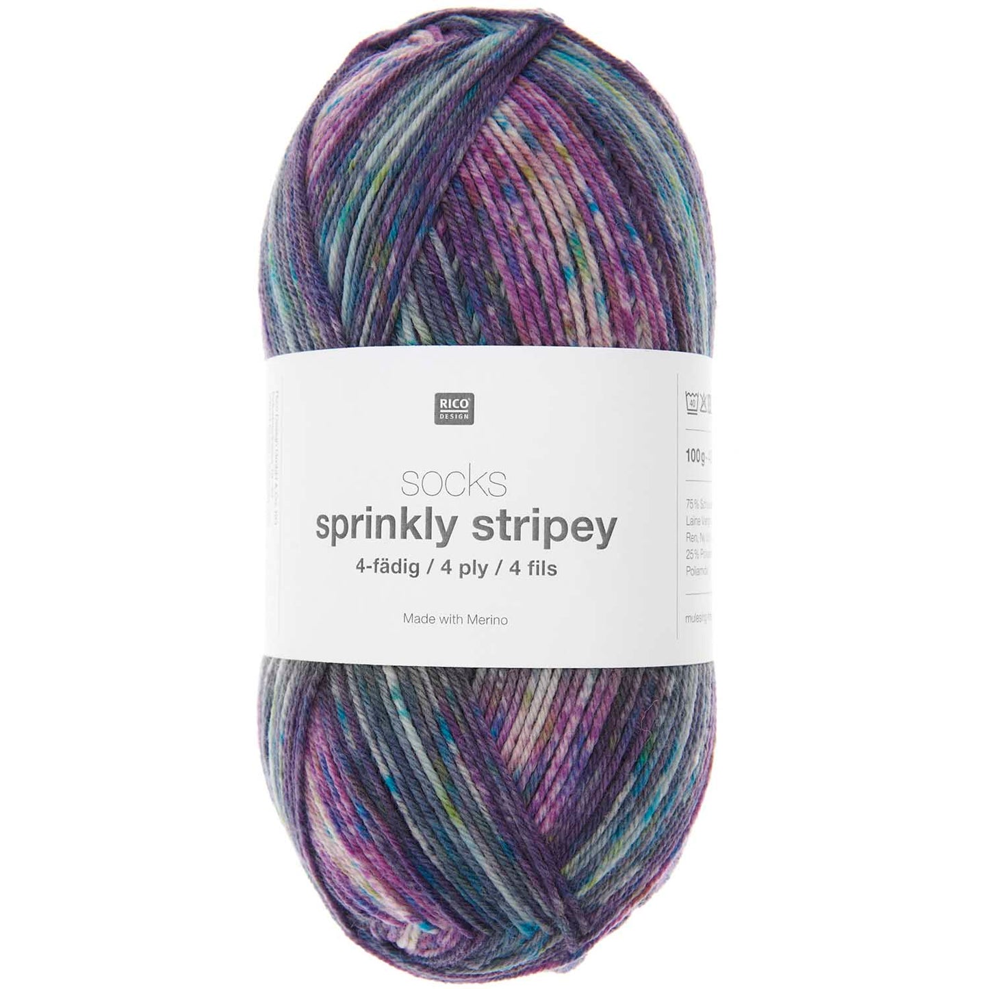 Rico Socks Sprinkly Stripey 4Ply 100g Yarn