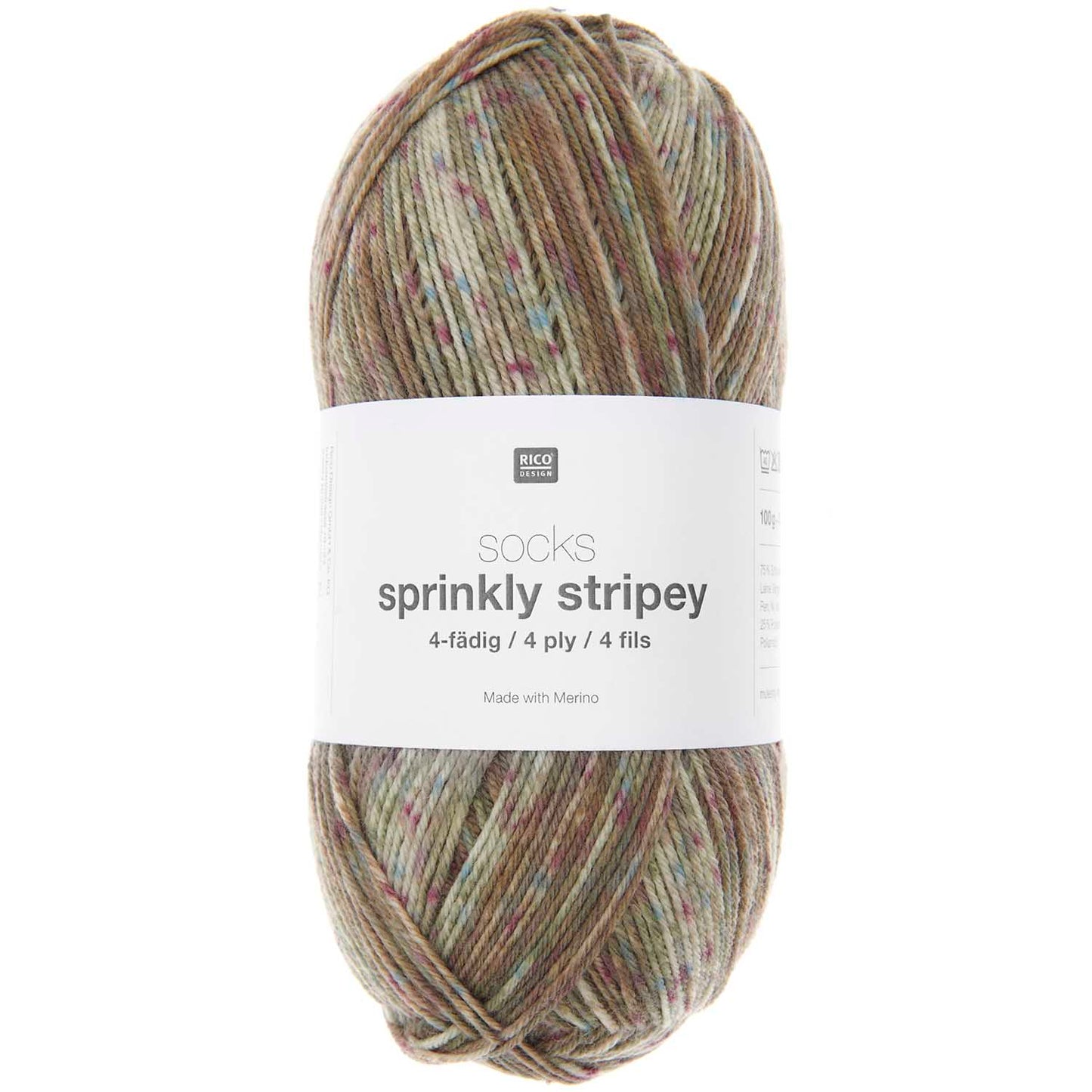 Rico Socks Sprinkly Stripey 4Ply 100g Yarn