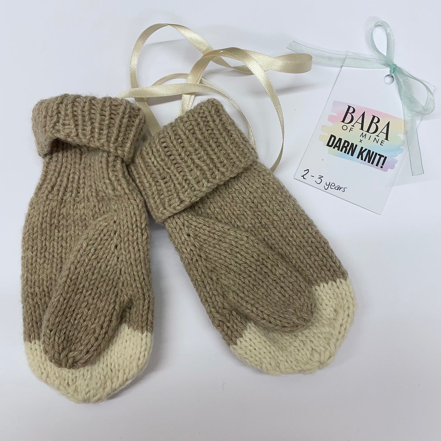 Baba of Mine x Darn Knit! Baby Bear Hand Knitted Recycled Cashmere Mittens