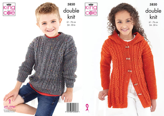 Children's Cabled Hooded Cardigan & Sweater Knitting Pattern