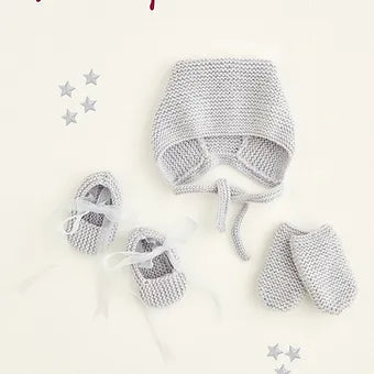 5422 Babies Easy Knit Bonnet, Mittens and Shoes Set Knitting Pattern