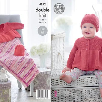 4912 Babies Jacket, Hat and Blanket Knitting Pattern