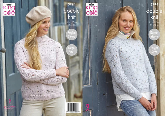 King Cole 5794 Cable Detail Sweater Double Knitting Pattern