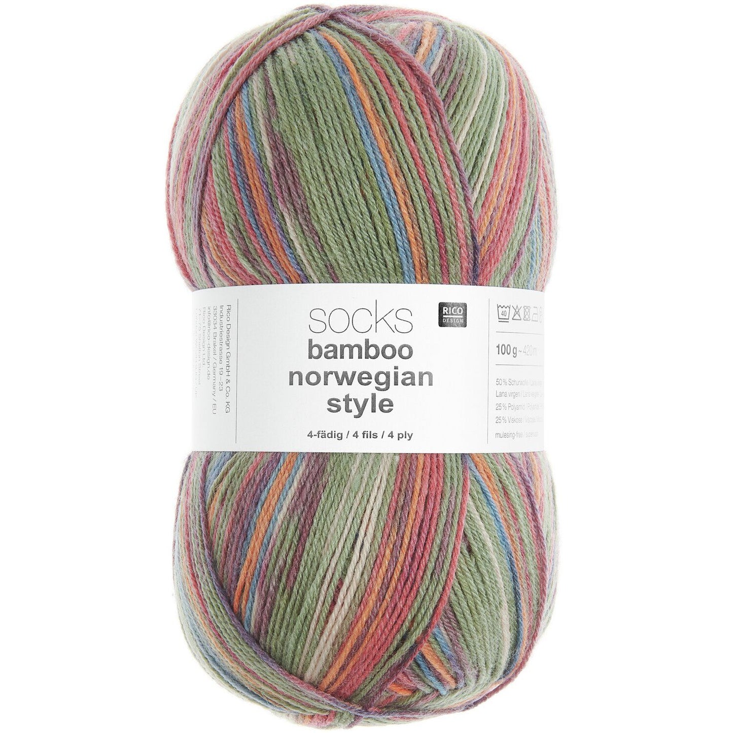 Rico Socks Bamboo Norwegian Style 4Ply 100g Yarn