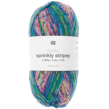 Rico Socks Sprinkly Stripey 4Ply 100g Yarn