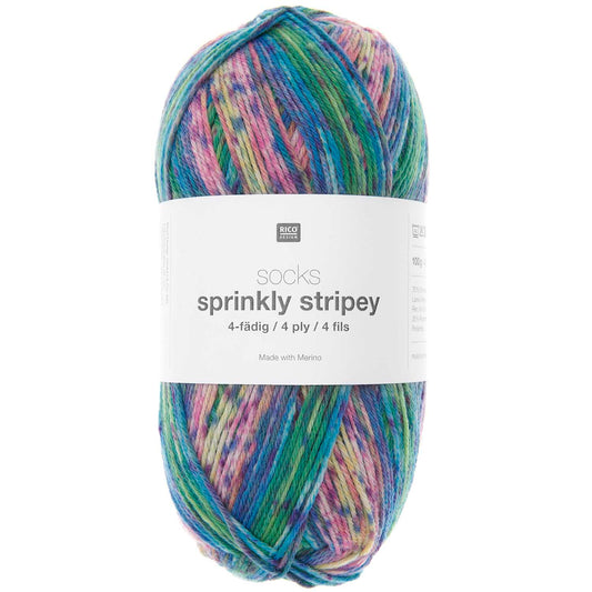 Rico Socks Sprinkly Stripey 4Ply 100g Yarn