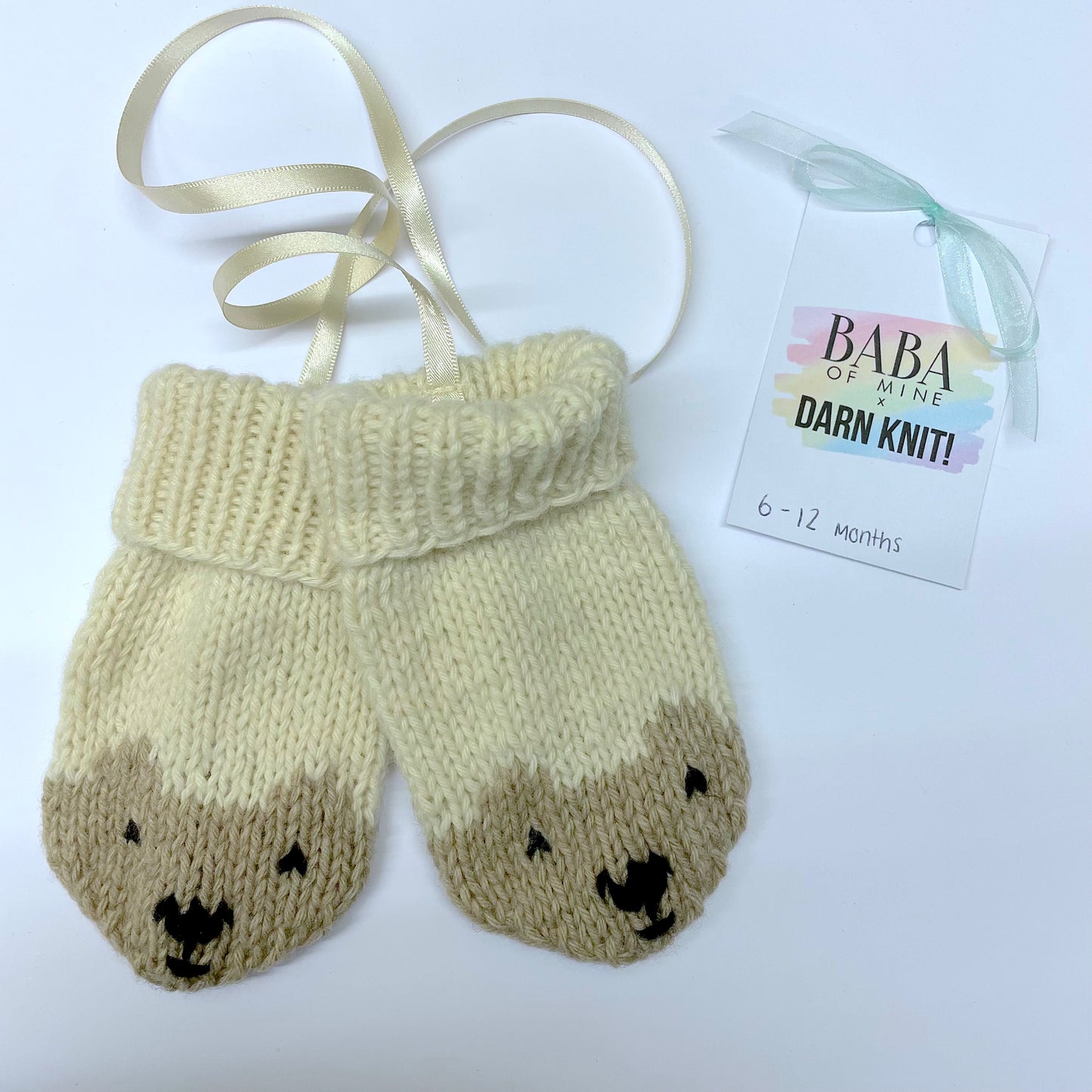 Baba of Mine x Darn Knit! Baby Bear Hand Knitted Recycled Cashmere Mittens