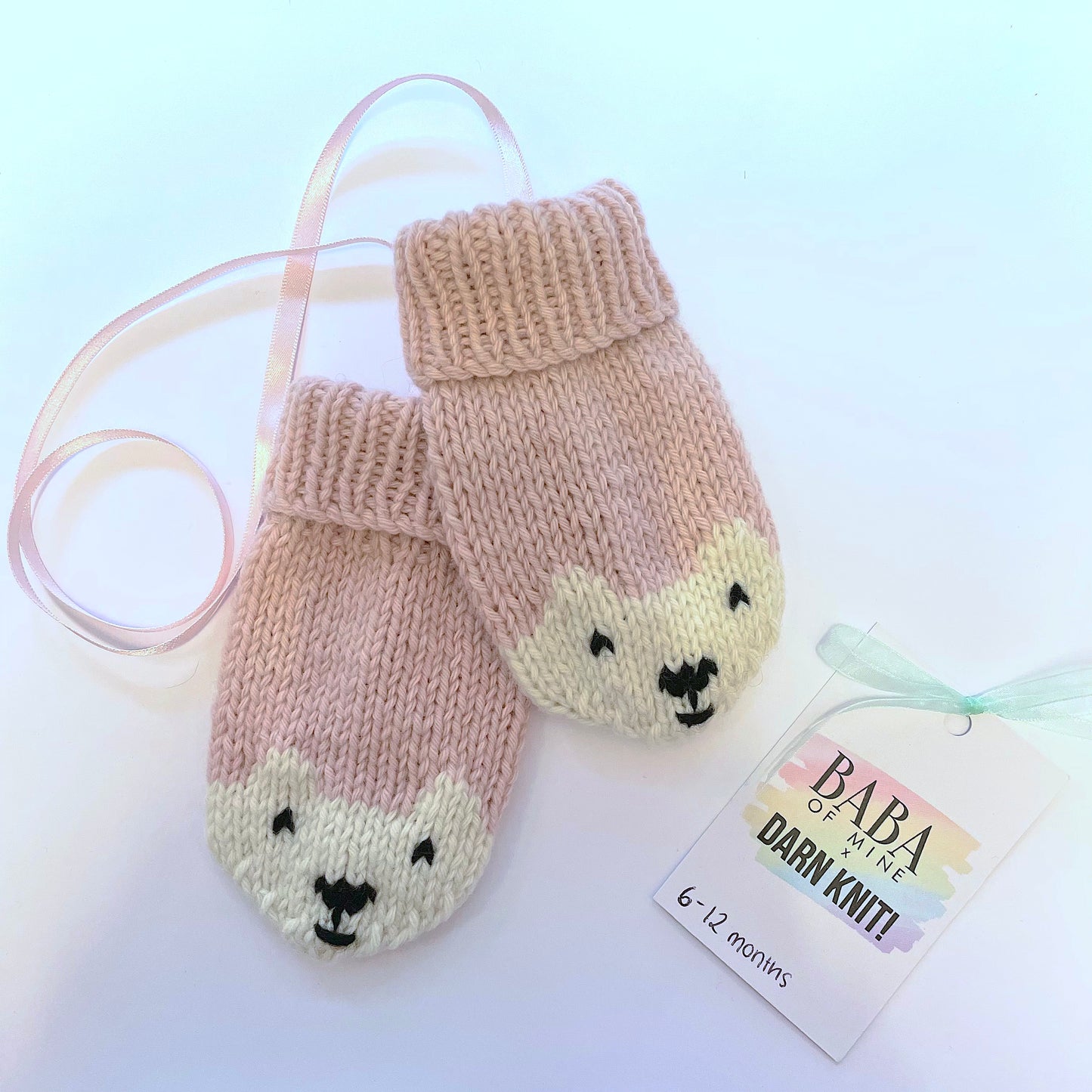 Baba of Mine x Darn Knit! Baby Bear Hand Knitted Recycled Cashmere Mittens