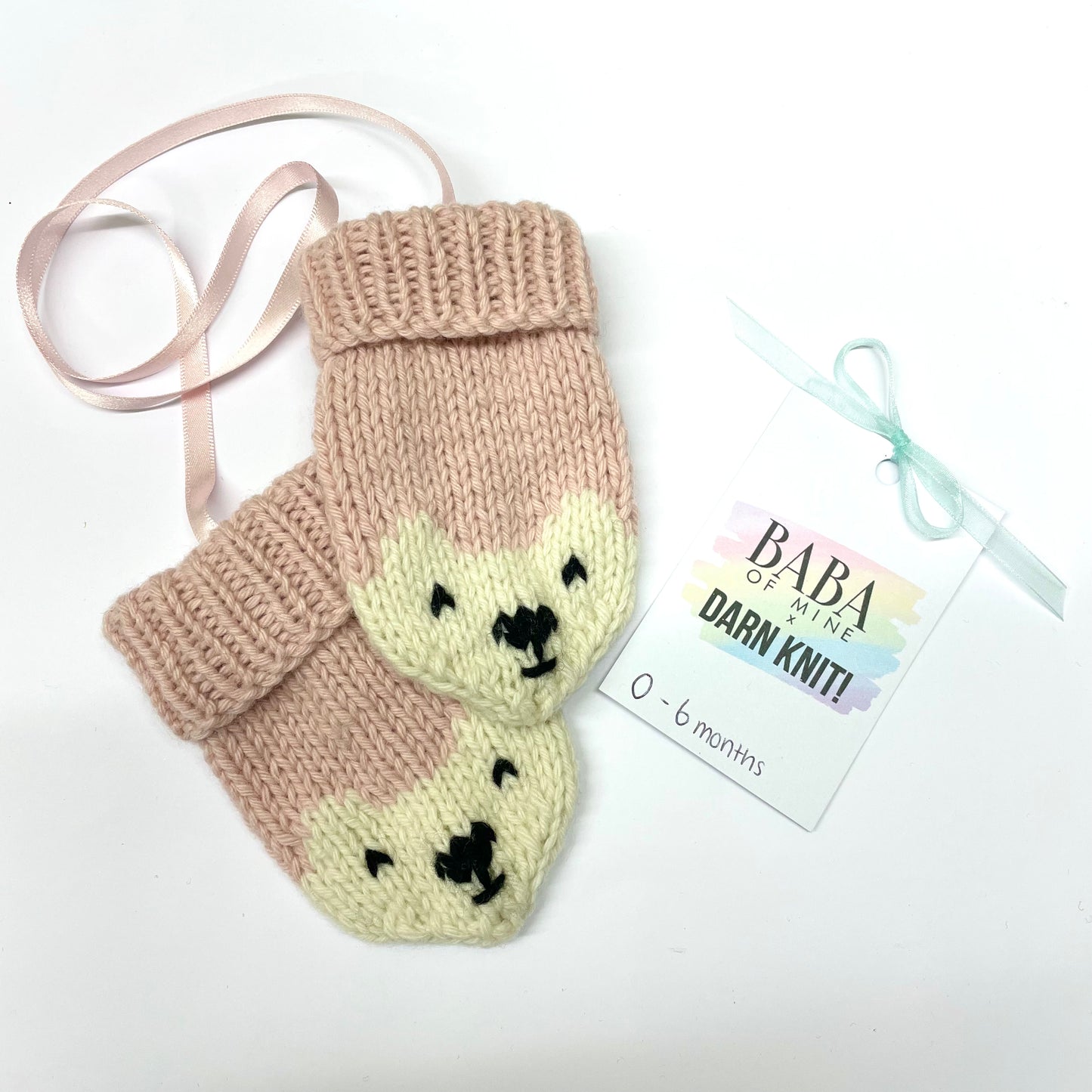 Baba of Mine x Darn Knit! Baby Bear Hand Knitted Recycled Cashmere Mittens