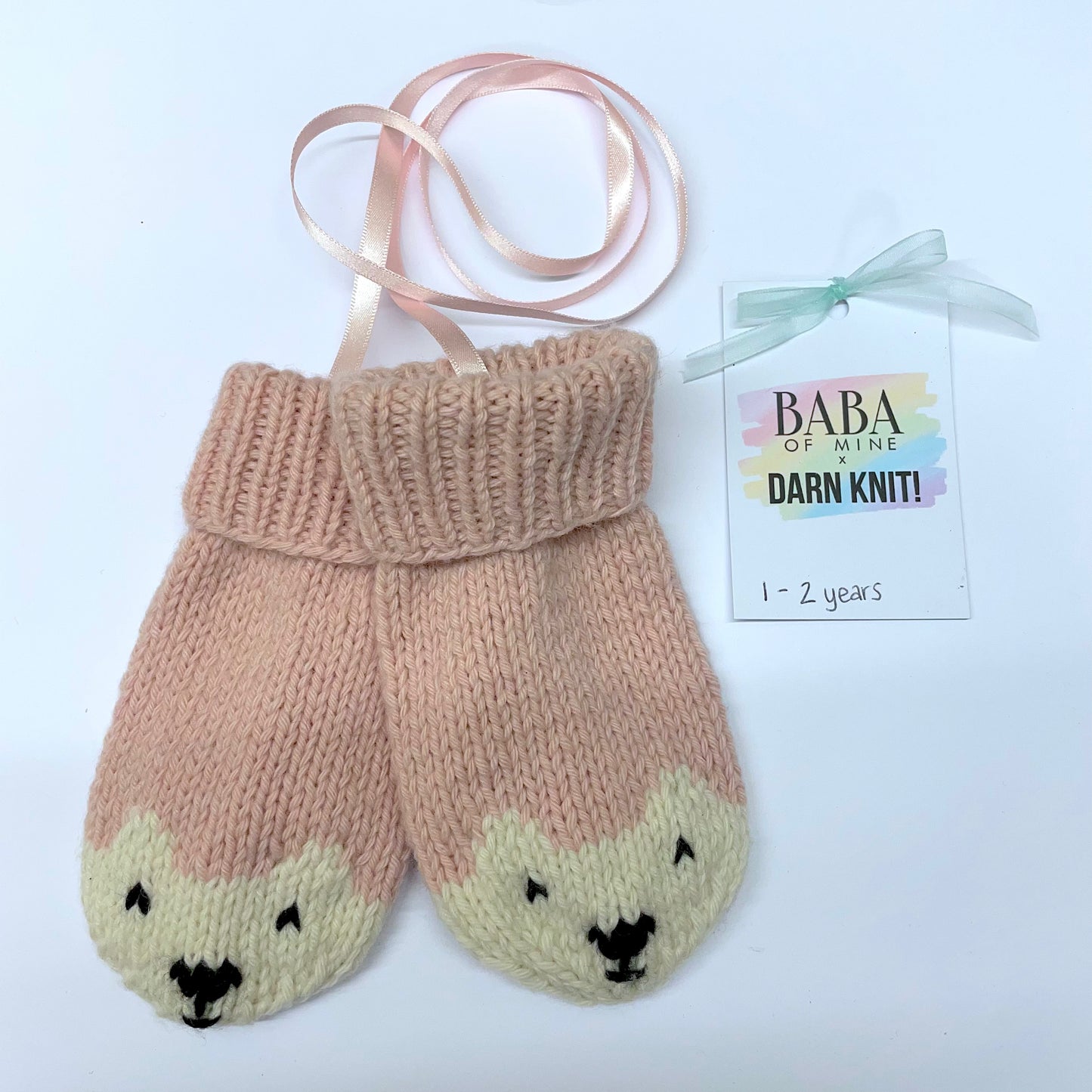 Baba of Mine x Darn Knit! Baby Bear Hand Knitted Recycled Cashmere Mittens
