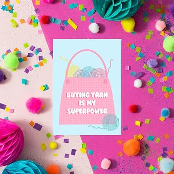 Lana Bou 'Buying Yarn is my Superpower' Postcard