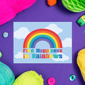 'Find Happiness in Rainbows' Postcard