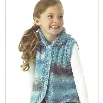 Children's Hooded Cabled Chunky Waistcoat Knitting Pattern