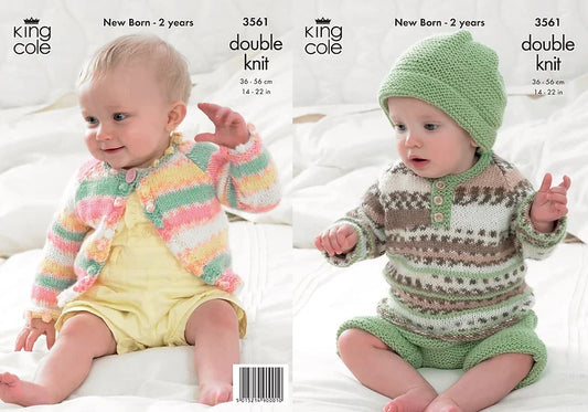 3561 Babies Cardigan, Sweater and Shorts Knitting Pattern