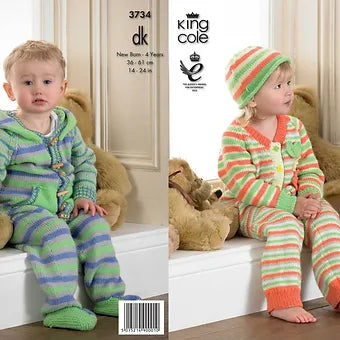 3734 Babies Striped Onesie All-in-One Romper Knitting Pattern