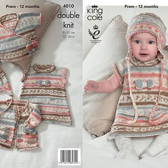 4010 Babies Tunic, Cardigans and Hat Knitting Pattern
