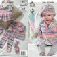 4011 Babies Dress, Leggings, Beret and Mittens Set Knitting Pattern