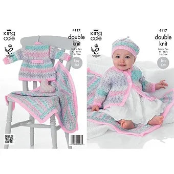 4117 Babies and Children's Coat, Beret and Blanket Knitting Pattern