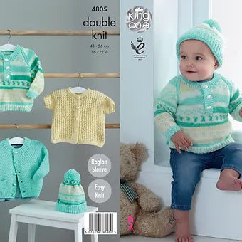 4805 Babies Sweater, Cardigan and Hat Knitting Pattern
