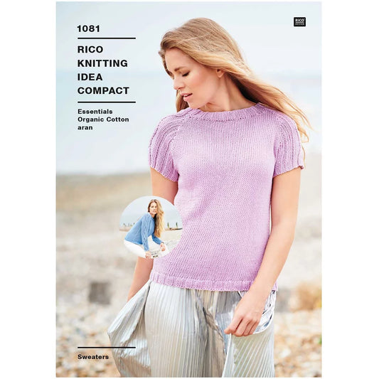 Rico 1081 Round Neck Sweater and Top Aran Knitting Pattern