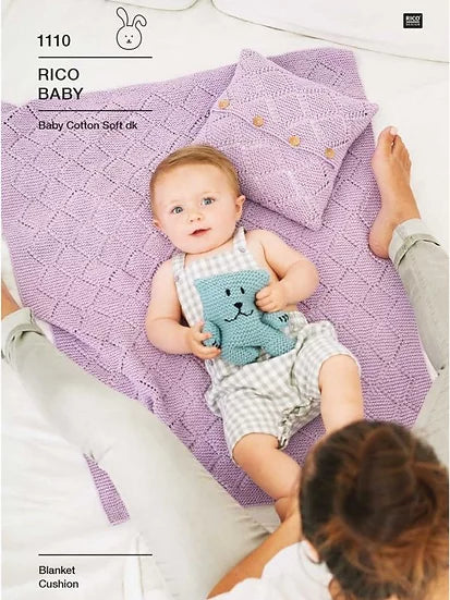 Rico 1110 Babies Blanket and Pillow Double Knitting Pattern