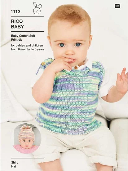 Rico 1113 Babies Vest and Hat Double Knitting Pattern
