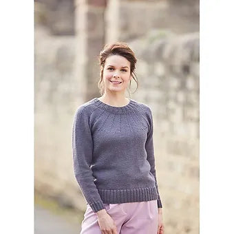 Ladies Knitted in the Round Yoke Sweater Double Knitting Pattern