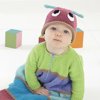 4877 Babies Caterpillar Sleeping Bag and Hat Knitting Pattern