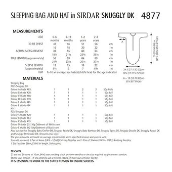 4877 Babies Caterpillar Sleeping Bag and Hat Knitting Pattern